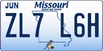 MO license plate ZL7L6H