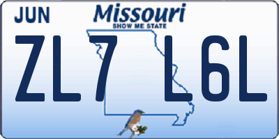 MO license plate ZL7L6L
