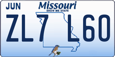 MO license plate ZL7L6O