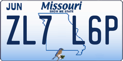 MO license plate ZL7L6P