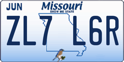 MO license plate ZL7L6R