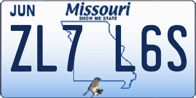 MO license plate ZL7L6S