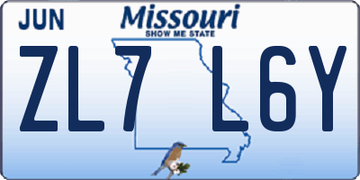 MO license plate ZL7L6Y