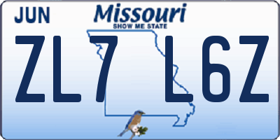 MO license plate ZL7L6Z