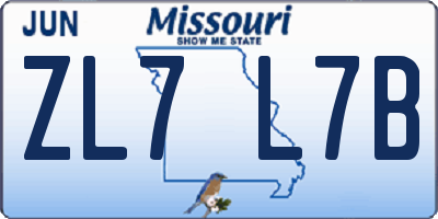 MO license plate ZL7L7B