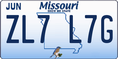 MO license plate ZL7L7G