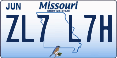 MO license plate ZL7L7H