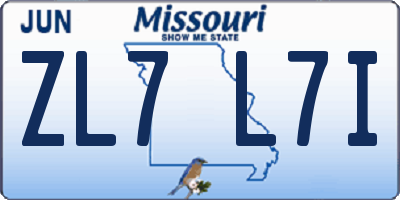 MO license plate ZL7L7I