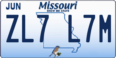 MO license plate ZL7L7M