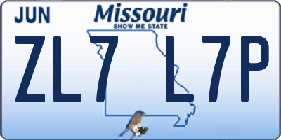 MO license plate ZL7L7P