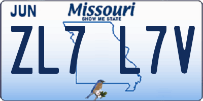 MO license plate ZL7L7V
