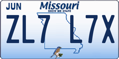MO license plate ZL7L7X