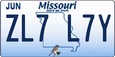 MO license plate ZL7L7Y