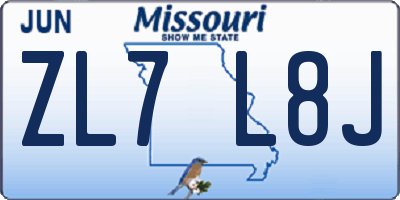 MO license plate ZL7L8J