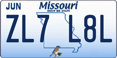 MO license plate ZL7L8L