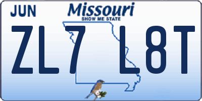MO license plate ZL7L8T