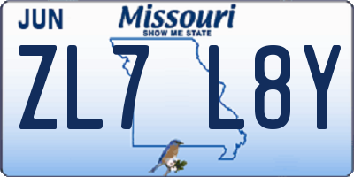 MO license plate ZL7L8Y