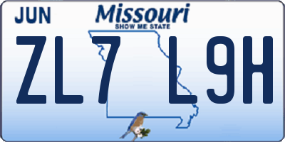 MO license plate ZL7L9H