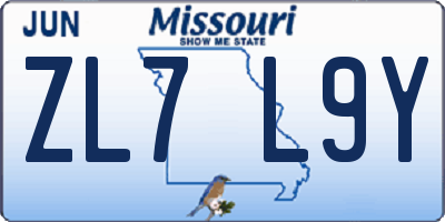 MO license plate ZL7L9Y