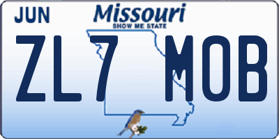MO license plate ZL7M0B