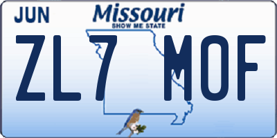 MO license plate ZL7M0F