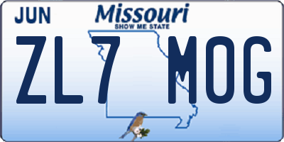 MO license plate ZL7M0G