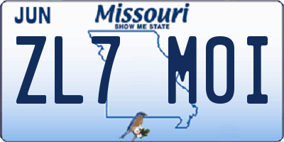 MO license plate ZL7M0I
