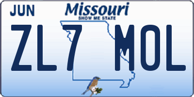 MO license plate ZL7M0L
