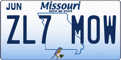 MO license plate ZL7M0W