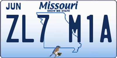 MO license plate ZL7M1A