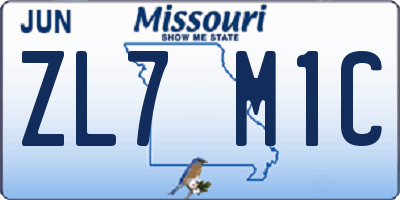 MO license plate ZL7M1C