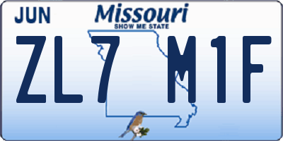 MO license plate ZL7M1F