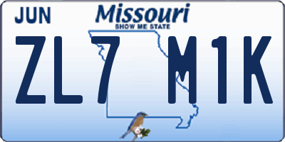 MO license plate ZL7M1K