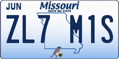 MO license plate ZL7M1S
