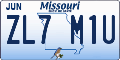 MO license plate ZL7M1U