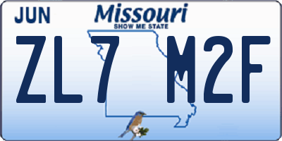 MO license plate ZL7M2F