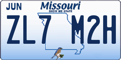 MO license plate ZL7M2H