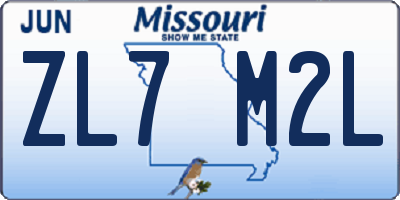 MO license plate ZL7M2L