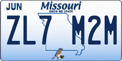 MO license plate ZL7M2M