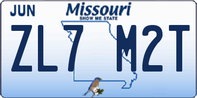 MO license plate ZL7M2T