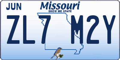 MO license plate ZL7M2Y