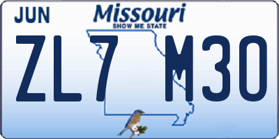 MO license plate ZL7M3O