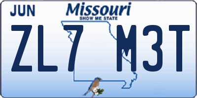 MO license plate ZL7M3T