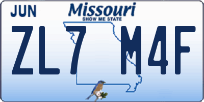 MO license plate ZL7M4F