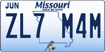 MO license plate ZL7M4M