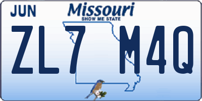 MO license plate ZL7M4Q