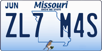 MO license plate ZL7M4S