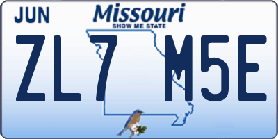 MO license plate ZL7M5E