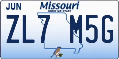 MO license plate ZL7M5G