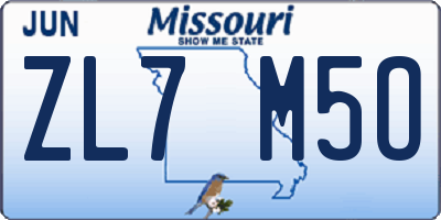 MO license plate ZL7M5O